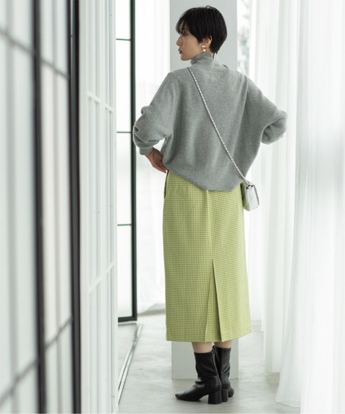 OPAQUE.CLIP（オペークドットクリップ）の「◆チェックタイトスカート【洗濯機洗い可】（スカート・レディース・スモーキーグリーン系2/オレンジ系その他3/ブラック系1・38/40/36）」の19枚目の写真