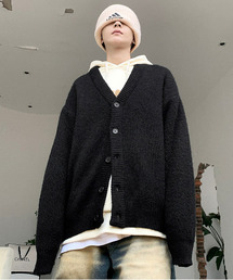 neos | 【neos -addictive design-】ルーズシルエット モヘア ライク 無地＆チェック ニット カーディガン(カーディガン/ボレロ)