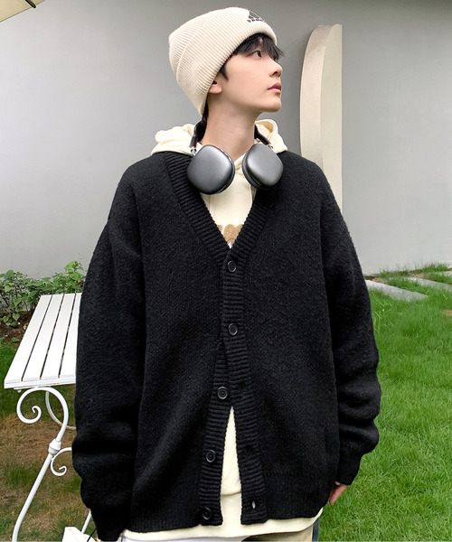 neos(ネオス)の「【neos -addictive design-】ルーズシルエット モヘア ライク 無地&チェック ニット カーディガン(カーディガン/ボレロ・メンズ・ブルー/ネイビー/グレー/ベージュ系/ベージュ/ブラック・X-LARGE/LARGE/MEDIUM)」の7枚目の写真