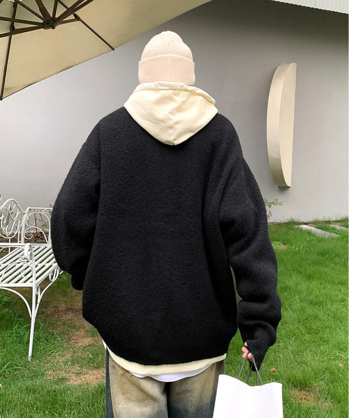 neos(ネオス)の「【neos -addictive design-】ルーズシルエット モヘア ライク 無地&チェック ニット カーディガン(カーディガン/ボレロ・メンズ・ブルー/ネイビー/グレー/ベージュ系/ベージュ/ブラック・X-LARGE/LARGE/MEDIUM)」の10枚目の写真