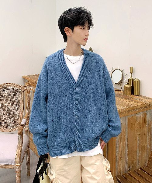 neos(ネオス)の「【neos -addictive design-】ルーズシルエット モヘア ライク 無地&チェック ニット カーディガン(カーディガン/ボレロ・メンズ・ブルー/ネイビー/グレー/ベージュ系/ベージュ/ブラック・X-LARGE/LARGE/MEDIUM)」の17枚目の写真