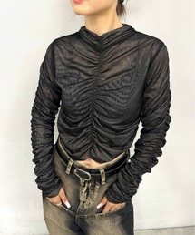 Six M | 【Six M/シックスエム】ギャザー2WAY L/Sトップス(Tシャツ/カットソー)