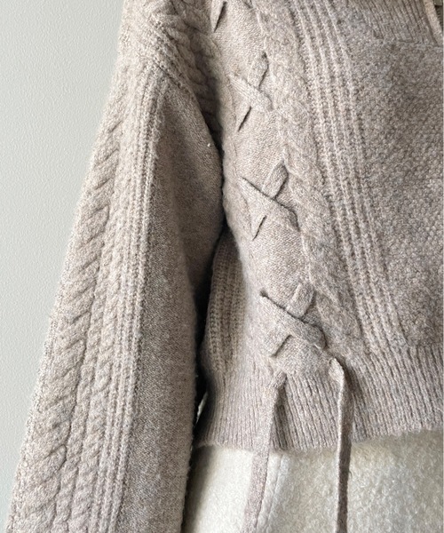 one way（ワンウェイ）の「【 新色追加 】レーシングハーフジップニット（ニット/セーター・レディース・ブルー/ホワイト/ベージュ/グレー/アイボリー/パープル/グリーン・FREE）」の12枚目の写真