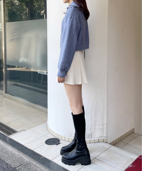 one way（ワンウェイ）の「【 新色追加 】レーシングハーフジップニット（ニット/セーター・レディース・ブルー/ホワイト/ベージュ/グレー/アイボリー/パープル/グリーン・FREE）」の21枚目の写真