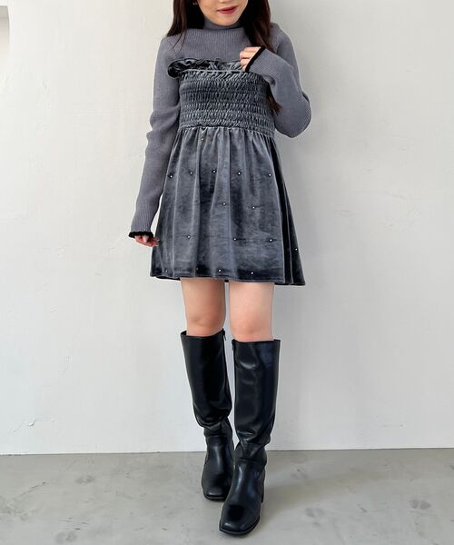 MAJESTIC LEGON(マジェスティックレゴン)の「肩リボンきらめきビスチェ(ベスト・レディース・アイボリー/チャコールグレー/ブラック・MEDIUM)」の20枚目の写真