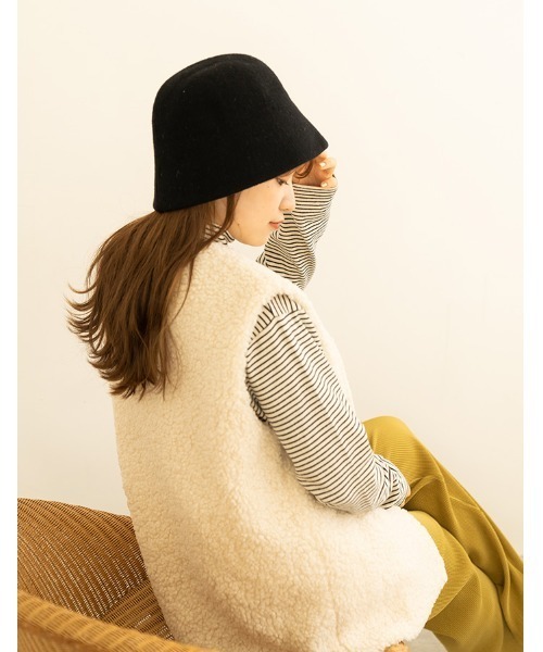chocomee（チョコミー）の「wool bucket hat（ハット・レディース・モカ/アイボリー/ブラック・FREE）」の7枚目の写真