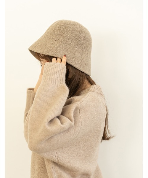 chocomee（チョコミー）の「wool bucket hat（ハット・レディース・モカ/アイボリー/ブラック・FREE）」の6枚目の写真
