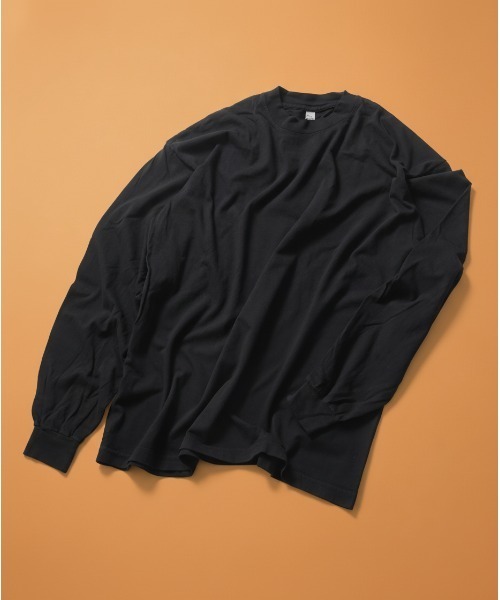 LOS ANGELES APPAREL（ロサンゼルスアパレル）の「【Los Angeles Apparel /ロサンゼルス アパレル】 Long Sleeve Grmnt Dye CrewNeck 6.5oz　1807GD　ヘビーウェイト ロンT   MADE IN USA（Tシャツ/カットソー・メンズ・ブラック/ホワイト/ライトグレー/ブラック系その他/ライトグリーン/グレー・MEDIUM/X-LARGE/LARGE/SMALL/XX-LARGE）」の2枚目の写真