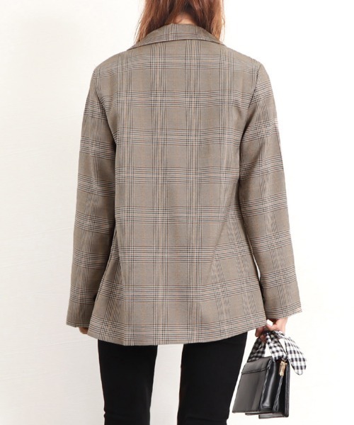 Miniministore(ミニミニストア)の「グレンチェック ジャケット レディース秋(テーラードジャケット・レディース・ブラウン・S/M/L/XL)」の10枚目の写真