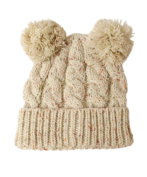 14+（イチヨンプラス）の「ポンポンくまニット帽（ニットキャップ/ビーニー・キッズ・ピンク/ブラック/パープル/アイボリー・KIDS FREE）」の5枚目の写真