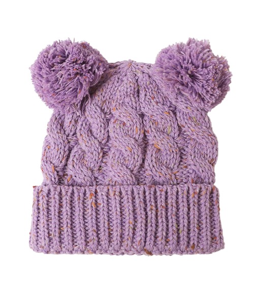 14+（イチヨンプラス）の「ポンポンくまニット帽（ニットキャップ/ビーニー・キッズ・ピンク/ブラック/パープル/アイボリー・KIDS FREE）」の8枚目の写真
