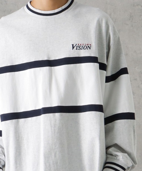 VISION STREET WEAR(ヴィジョンストリートウェア)の「VISION STREET WEAR リブライン切替ロングスリーブTシャツ(Tシャツ/カットソー・メンズ・グリーン/グレー/ブラック・L/M/XL)」の5枚目の写真