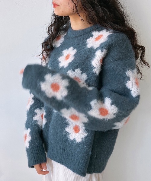 AS KNOW AS plus（アズノゥアズプラス）の「◎モヘアタッチ総花柄