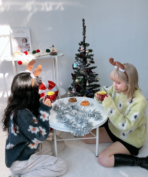 AS KNOW AS plus（アズノゥアズプラス）の「◎モヘアタッチ総花柄ニットプルオーバー（ニット/セーター・レディース・ブラック/ブルー/ライトグリーン・FREE）」の17枚目の写真