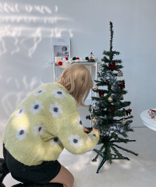 AS KNOW AS plus（アズノゥアズプラス）の「◎モヘアタッチ総花柄ニットプルオーバー（ニット/セーター・レディース・ブラック/ブルー/ライトグリーン・FREE）」の20枚目の写真