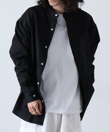 Beno ブロードビッグシルエットバンドカラーシャツ
