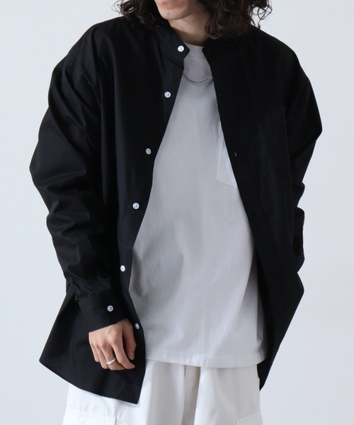 FUNALIVE（ファンアライブ）の「Beno ブロードビッグシルエットバンドカラーシャツ（シャツ/ブラウス・メンズ・ブルー/ブラック/ホワイト・M/L）」の3枚目の写真