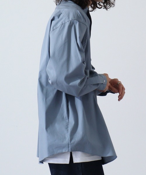 FUNALIVE（ファンアライブ）の「Beno ブロードビッグシルエットバンドカラーシャツ（シャツ/ブラウス・メンズ・ブルー/ブラック/ホワイト・M/L）」の18枚目の写真