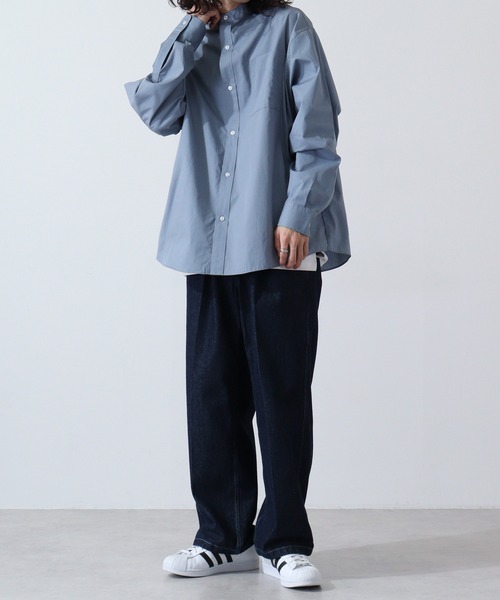 FUNALIVE（ファンアライブ）の「Beno ブロードビッグシルエットバンドカラーシャツ（シャツ/ブラウス・メンズ・ブルー/ブラック/ホワイト・M/L）」の20枚目の写真