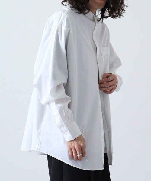 FUNALIVE（ファンアライブ）の「Beno ブロードビッグシルエットバンドカラーシャツ（シャツ/ブラウス・メンズ・ブルー/ブラック/ホワイト・M/L）」の6枚目の写真