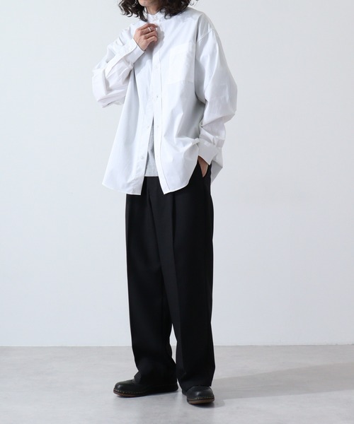 FUNALIVE（ファンアライブ）の「Beno ブロードビッグシルエットバンドカラーシャツ（シャツ/ブラウス・メンズ・ブルー/ブラック/ホワイト・M/L）」の8枚目の写真