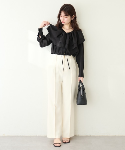 natural couture（ナチュラルクチュール）の「osonoフリルケープ付きマルチWAYブラウス（シャツ/ブラウス・レディース・ブラック/ドット/オフホワイト/グレイッシュベージュ・FREE）」の14枚目の写真