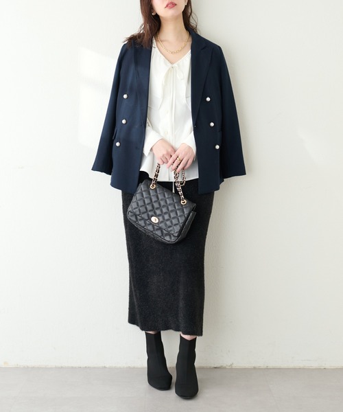 natural couture（ナチュラルクチュール）の「osonoフリルケープ付きマルチWAYブラウス（シャツ/ブラウス・レディース・ブラック/ドット/オフホワイト/グレイッシュベージュ・FREE）」の11枚目の写真