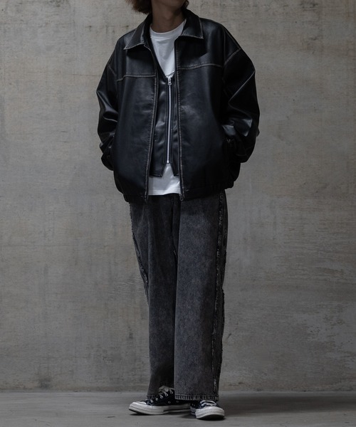 JOHN'S CLOSET(ジョンズクローゼット)の「【13】PUレザー ノーカラー バイカーズベスト(ベスト・メンズ・ブラック・MEDIUM/LARGE)」の4枚目の写真