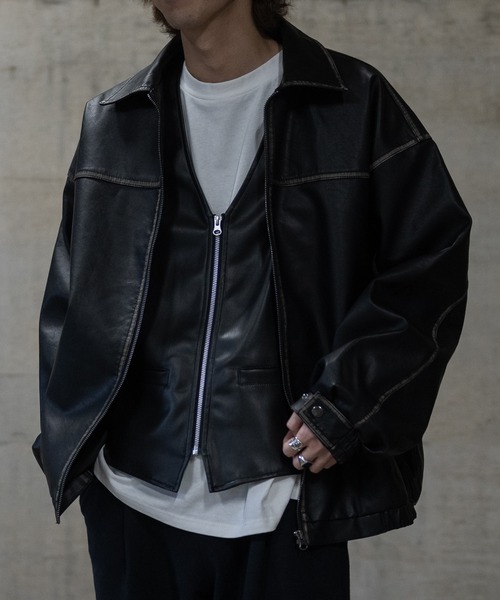 JOHN'S CLOSET(ジョンズクローゼット)の「【13】PUレザー ノーカラー バイカーズベスト(ベスト・メンズ・ブラック・MEDIUM/LARGE)」の3枚目の写真