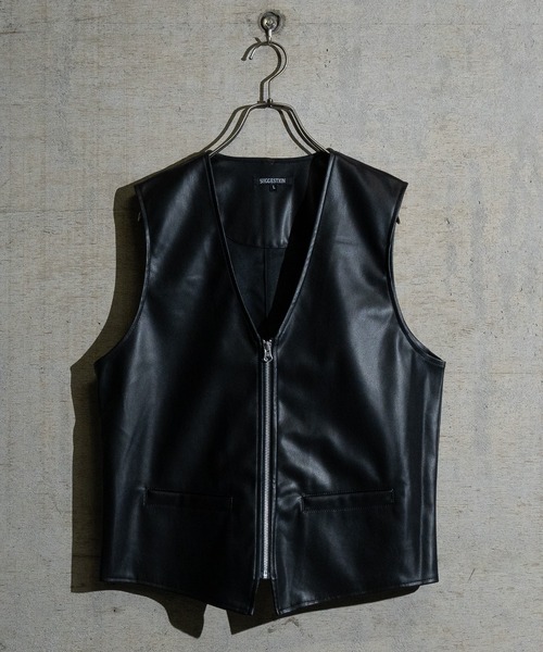 JOHN'S CLOSET(ジョンズクローゼット)の「【13】PUレザー ノーカラー バイカーズベスト(ベスト・メンズ・ブラック・MEDIUM/LARGE)」の16枚目の写真