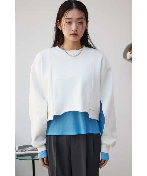 AZUL by moussy（アズールバイマウジー）の「クロップドスウェットトップス（スウェット・レディース・ブラック/ブルー/アイボリー/杢グレー・FREE）」の8枚目の写真