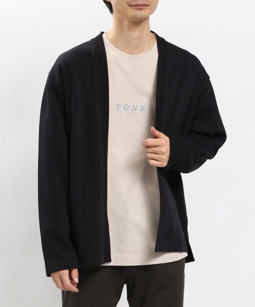 GLOBAL WORK Smile Seed Store（グローバルワーク スマイルシードストア）の「ダブルフェイスボタンレスカーデ/984175（カーディガン/ボレロ・メンズ・ブラック/ネイビー/ベージュ・X-LARGE/MEDIUM/LARGE/SMALL）」の2枚目の写真