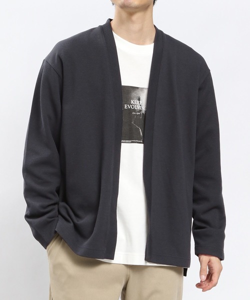 GLOBAL WORK Smile Seed Store（グローバルワーク スマイルシードストア）の「ダブルフェイスボタンレスカーデ/984175（カーディガン/ボレロ・メンズ・ブラック/ネイビー/ベージュ・X-LARGE/MEDIUM/LARGE/SMALL）」の14枚目の写真