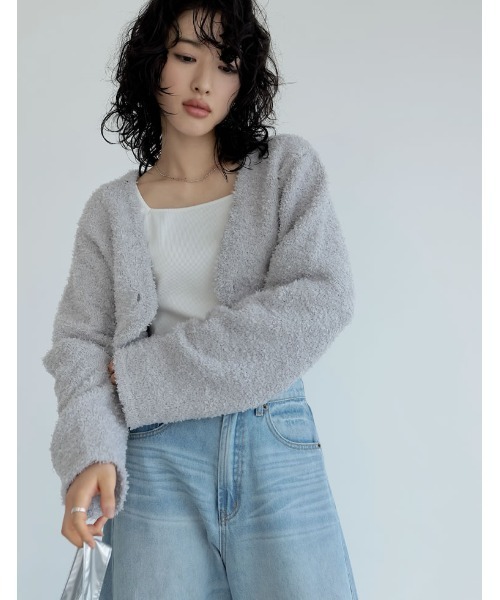 Re:EDIT（リエディ）の「[2024SS COLLECTION]リボンテープヤーンベルトデザインショート丈ボレロ（カーディガン/ボレロ・レディース・ブラック/アイボリー/グレー・MEDIUM/LARGE）」の12枚目の写真