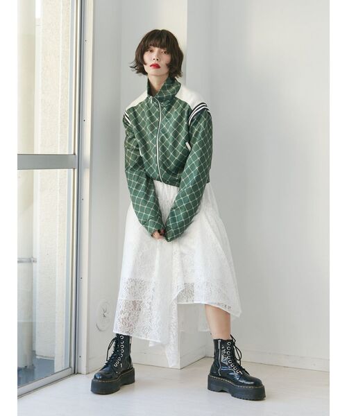 jouetie（ジュエティ）の「モノグラムトラックジャケット【セットアップ対応】（ジャージ・レディース・グリーン/オフホワイト/ネイビー・MEDIUM）」の19枚目の写真