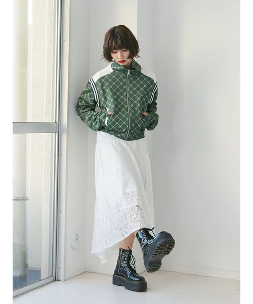 jouetie（ジュエティ）の「モノグラムトラックジャケット【セットアップ対応】（ジャージ・レディース・グリーン/オフホワイト/ネイビー・MEDIUM）」の18枚目の写真