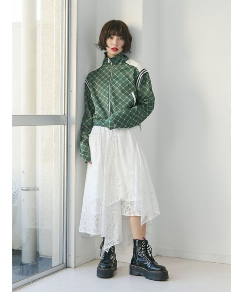 jouetie（ジュエティ）の「モノグラムトラックジャケット【セットアップ対応】（ジャージ・レディース・グリーン/オフホワイト/ネイビー・MEDIUM）」の17枚目の写真