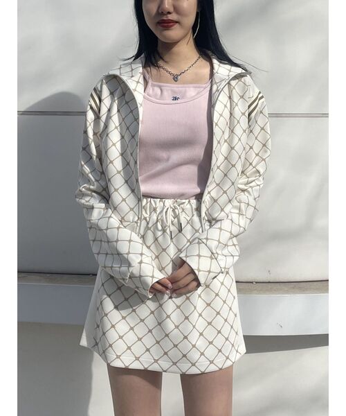 jouetie（ジュエティ）の「モノグラムトラックジャケット【セットアップ対応】（ジャージ・レディース・グリーン/オフホワイト/ネイビー・MEDIUM）」の8枚目の写真