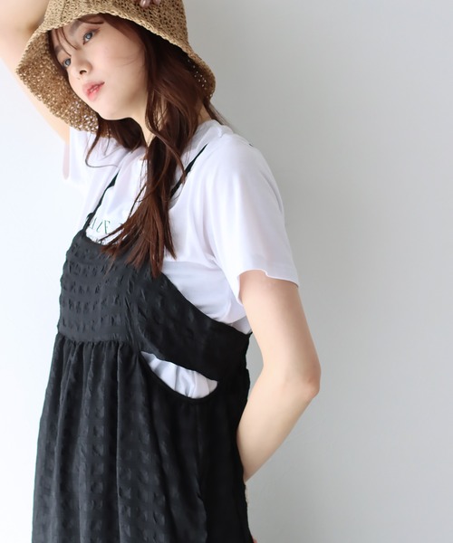 BLUEEAST（ブルーイースト）の「シアーチェックキャミワンピース（ワンピース・レディース・アイボリー/ベージュ/ブラック/ブルーグレー/グレー・MEDIUM）」の9枚目の写真