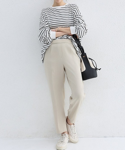 Miniministore（ミニミニストア）の「テーパードパンツ レディースボトムス美脚（スラックス・レディース・ピンク/ライトイエロー/モカ/ベージュ/ブラック/ライトブルー・M/L）」の22枚目の写真