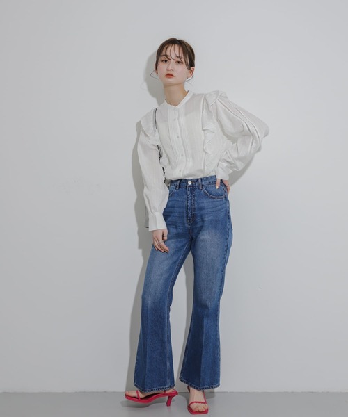 SENSE OF PLACE by URBAN RESEARCH（センスオブプレイスバイアーバンリサーチ）の「レースフリルブラウス（シャツ/ブラウス・レディース・オフホワイト/ライトブルー/グリーン・ONE）」の6枚目の写真