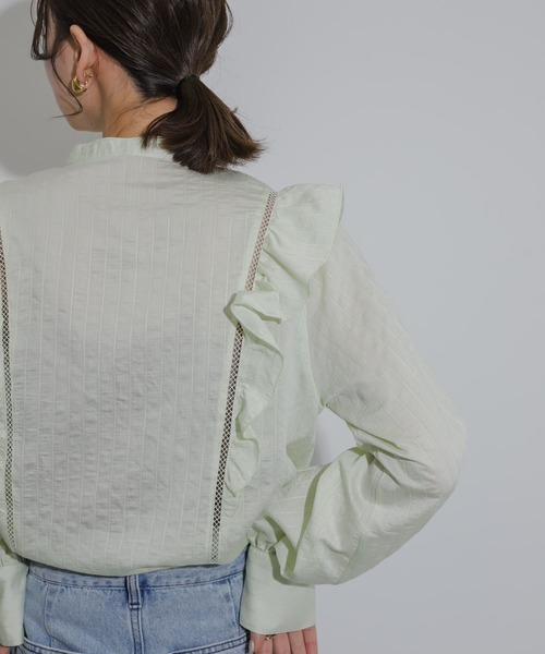 SENSE OF PLACE by URBAN RESEARCH（センスオブプレイスバイアーバンリサーチ）の「レースフリルブラウス（シャツ/ブラウス・レディース・オフホワイト/ライトブルー/グリーン・ONE）」の12枚目の写真