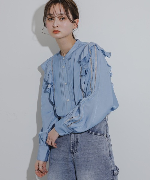 SENSE OF PLACE by URBAN RESEARCH（センスオブプレイスバイアーバンリサーチ）の「レースフリルブラウス（シャツ/ブラウス・レディース・オフホワイト/ライトブルー/グリーン・ONE）」の14枚目の写真