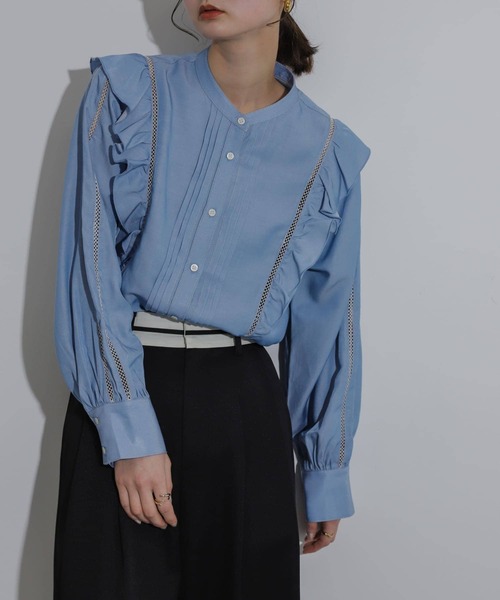 SENSE OF PLACE by URBAN RESEARCH（センスオブプレイスバイアーバンリサーチ）の「レースフリルブラウス（シャツ/ブラウス・レディース・オフホワイト/ライトブルー/グリーン・ONE）」の16枚目の写真