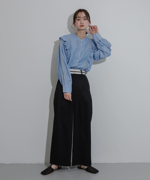 SENSE OF PLACE by URBAN RESEARCH（センスオブプレイスバイアーバンリサーチ）の「レースフリルブラウス（シャツ/ブラウス・レディース・オフホワイト/ライトブルー/グリーン・ONE）」の18枚目の写真