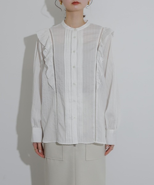 SENSE OF PLACE by URBAN RESEARCH（センスオブプレイスバイアーバンリサーチ）の「レースフリルブラウス（シャツ/ブラウス・レディース・オフホワイト/ライトブルー/グリーン・ONE）」の20枚目の写真