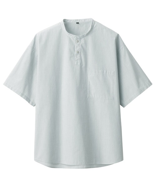 無印良品（ムジルシリョウヒン）の「紳士　涼感ヘンリーネック半袖布帛Ｔシャツ（シャツ/ブラウス・メンズ・ダークグレー/グレー系その他2/スモーキーグリーン系/ライトグリーン系1/ネイビー/ブラック/ホワイト・XS/XL/L/M/S）」の21枚目の写真