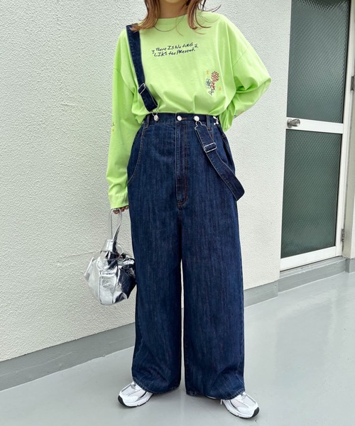 KBF(ケイビーエフ)の「エンブロイダリーロンTEE(Tシャツ/カットソー・レディース・ライトグレー/グリーン・ONE)」の13枚目の写真