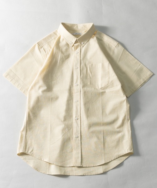 NYLAUS（ナイラス）の「レギュラーフィット ボタンダウン/バンドカラー ショートスリーブ シャンブレーシャツ（シャツ/ブラウス・メンズ・サックスブルー系1/ブルー系1/ネイビー系1/ベージュ系2/ベージュ系1/ホワイト系1/ホワイト系2・M/L/LL）」の3枚目の写真