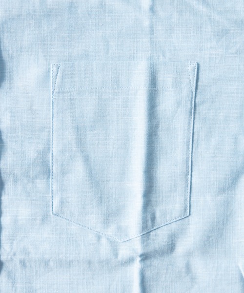 NYLAUS（ナイラス）の「レギュラーフィット ボタンダウン/バンドカラー ショートスリーブ シャンブレーシャツ（シャツ/ブラウス・メンズ・サックスブルー系1/ブルー系1/ネイビー系1/ベージュ系2/ベージュ系1/ホワイト系1/ホワイト系2・M/L/LL）」の16枚目の写真